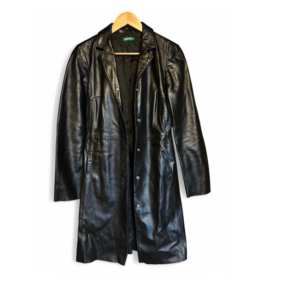 United Colors of Benneton 90s Leather Coat - Picture 1 of 3